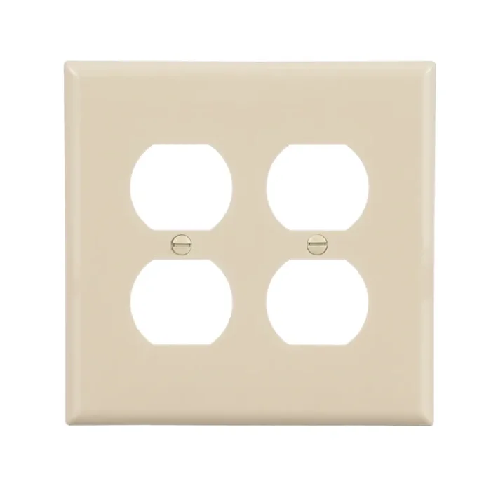 Eaton 2 -Gang Midsize Size Ivory Polycarbonate Indoor Duplex Wall Plate