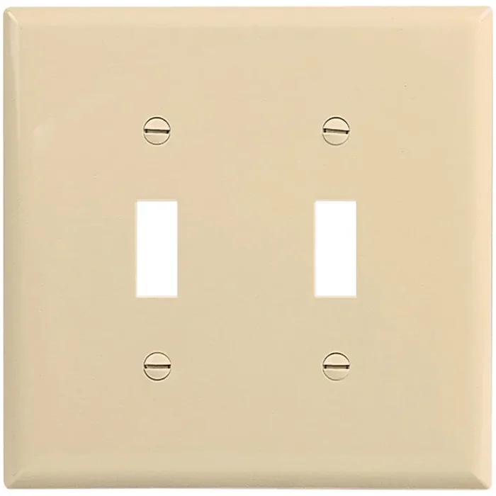 Eaton 2 -Gang Midsize Size Ivory Polycarbonate Indoor Toggle Wall Plate