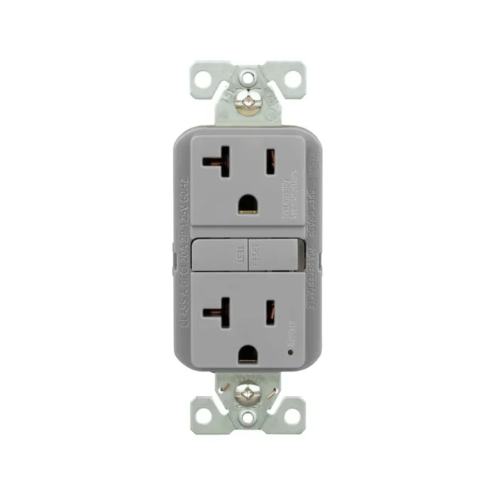 Eaton 20 -Amp 125-volt GFCI Residential Decorator Outlet , Gray