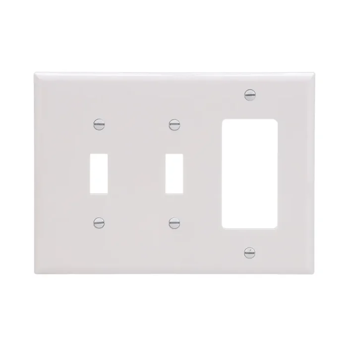 Eaton 3 -Gang Midsize Size White Polycarbonate Indoor Toggle/Decorator Wall Plate