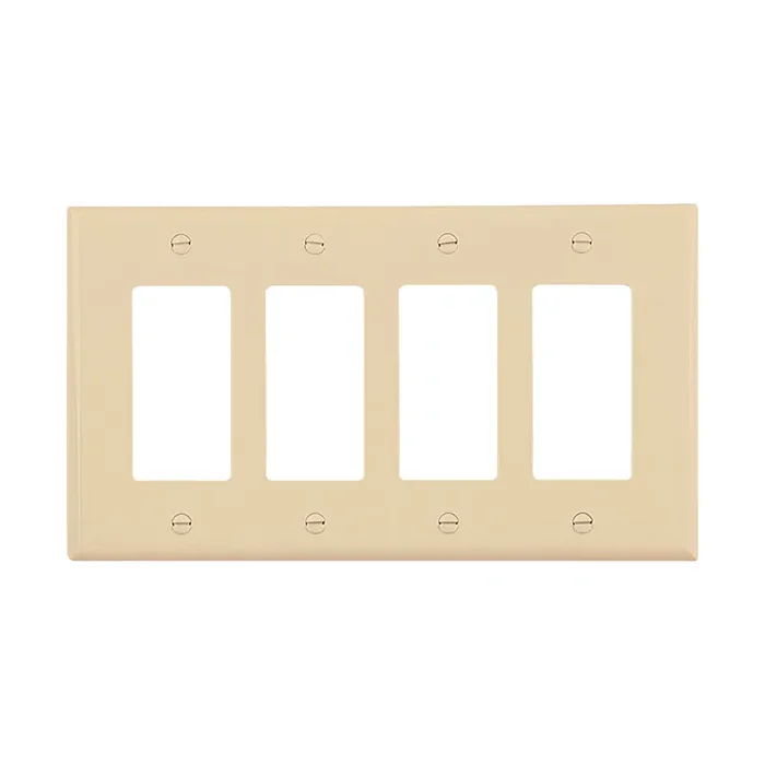 Eaton 4 -Gang Midsize Size Ivory Polycarbonate Indoor Decorator Wall Plate
