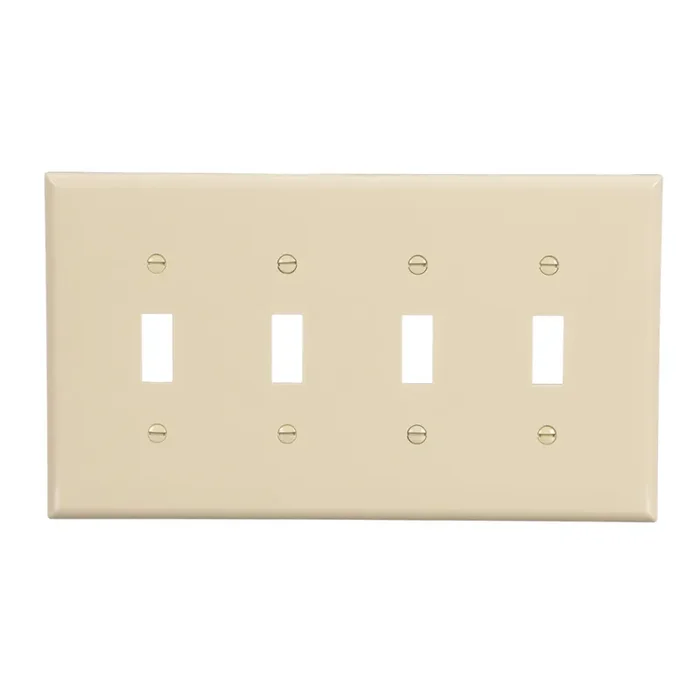 Eaton 4 -Gang Midsize Size Ivory Polycarbonate Indoor Toggle Wall Plate