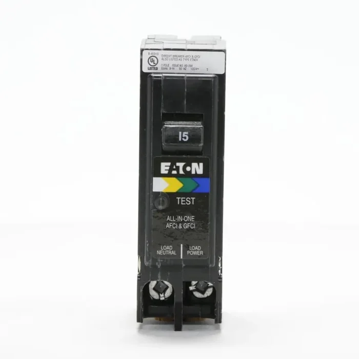 Eaton Type BR 15-amp 1 -Pole Dual function AFCI/GFCI Plug-On Neutral Circuit Breaker