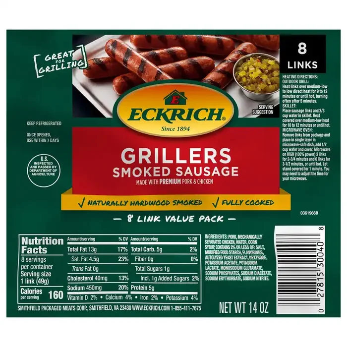 Eckrich Smoked Sausage Grillers, 14 oz