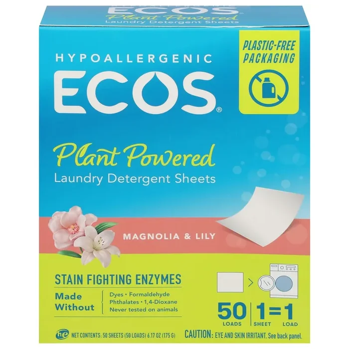ECOS Plant Powered Magnolia & Lily Laundry Detergent Sheets 50 ea