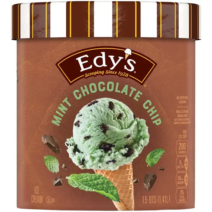 EDY‘S/DREYER‘S Mint Chocolate Chip Ice Cream 1.5 qt. Tub Made with fresh milk & cream and no artificial flavors