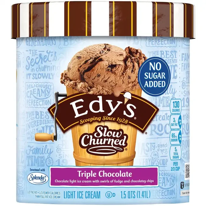EDY‘S/DREYER‘S SLOW CHURNED No Sugar Added Triple Chocolate Light Ice Cream