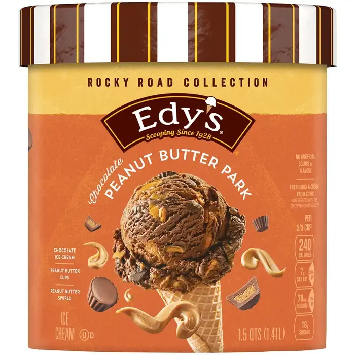 Edy‘s Edy‘‘s/Dreyer‘‘s Rocky Road Collection Chocolate Peanut Butter Park Ice Cream, 1.5 Qt