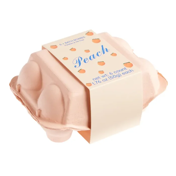 Egg Carton Peach Bath Bombs 6 Count