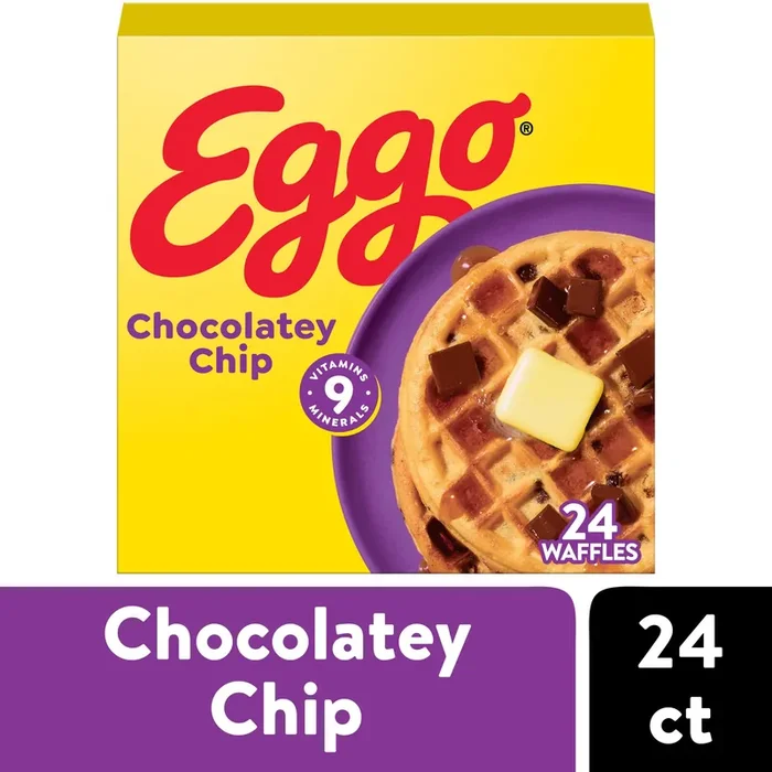 Eggo Frozen Waffles, Frozen Breakfast, Breakfast Food, Family Pack, Chocolatey Chip, 29.6oz Box, 24 Waffles