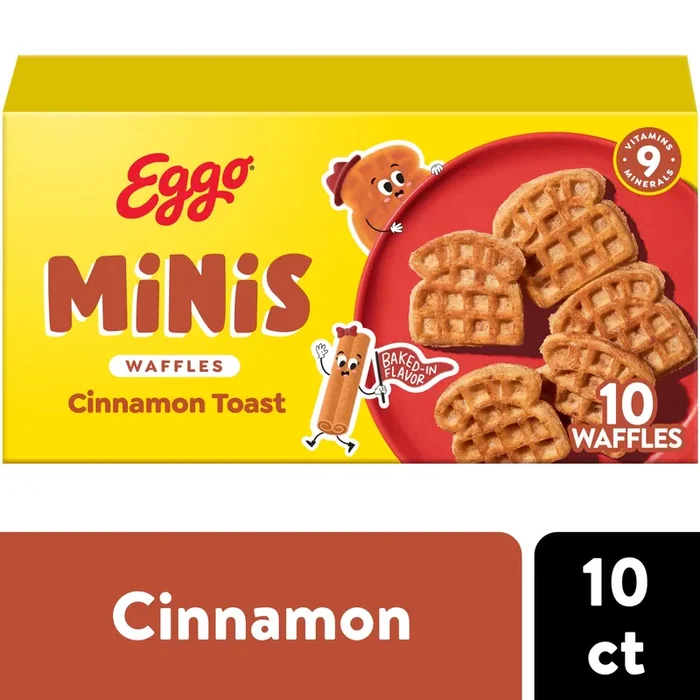 Eggo Minis Frozen Waffle Bites, Frozen Breakfast, Breakfast Food, Cinnamon Toast, 10.75oz Box, 10 Waffles