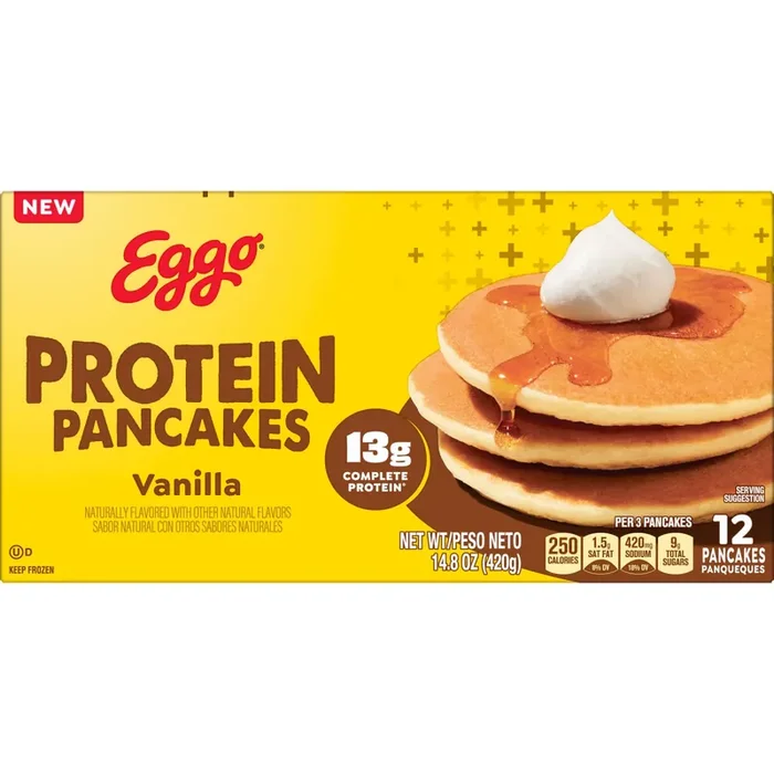 Eggo Protein Pancakes Vanilla, Frozen Breakfast, 14.8 oz, 12 Count