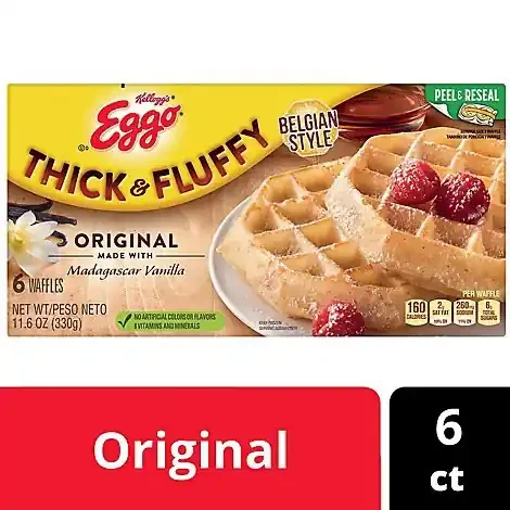 Eggo Thick And Fluffy Frozen Waffles Original Frozen Breakfast 6 Count – 11.6 Oz