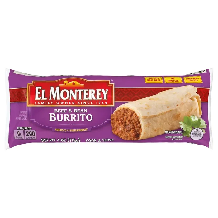 El Monterey Beef & Bean Burrito 4 oz Single Serve