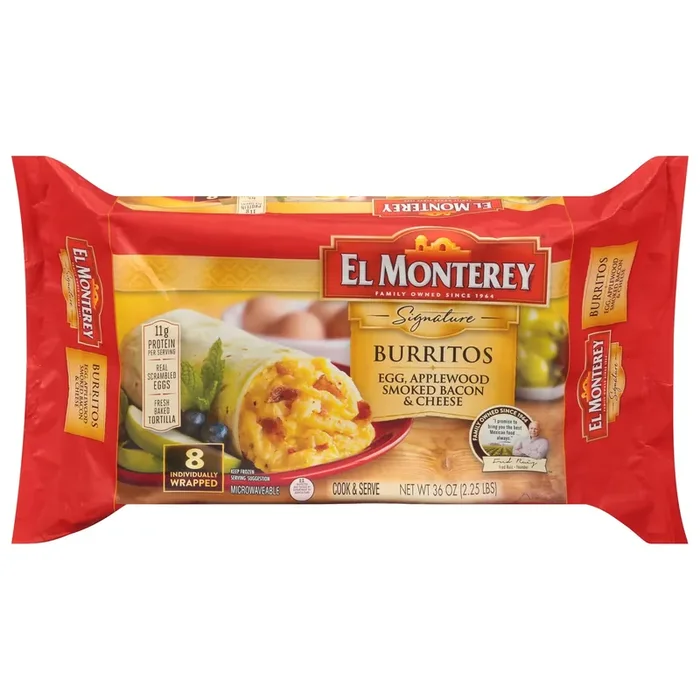 El Monterey Egg & Bacon Frozen Burritos – 36oz/8ct