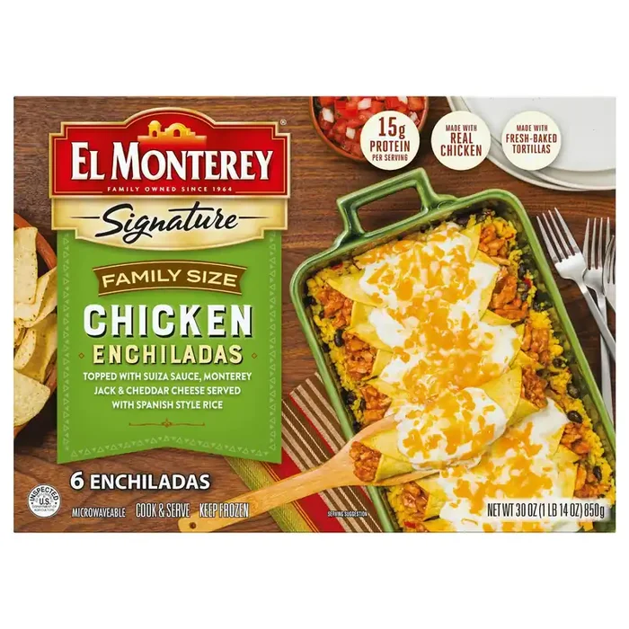 El Monterey Signature Chicken Enchiladas Family Size 30 oz (Frozen)