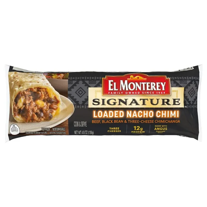 El Monterey Signature Chimichanga Loaded Nacho – Beef, Black Bean & Three Cheese 4.8oz, Single Serve