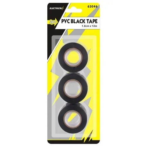 Electrical Black PVC Tape 3 Pack