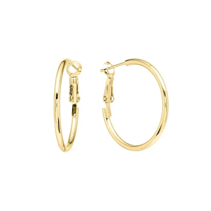 Elements 14K Gold Over Brass 30mm Tube Hoop Earrings