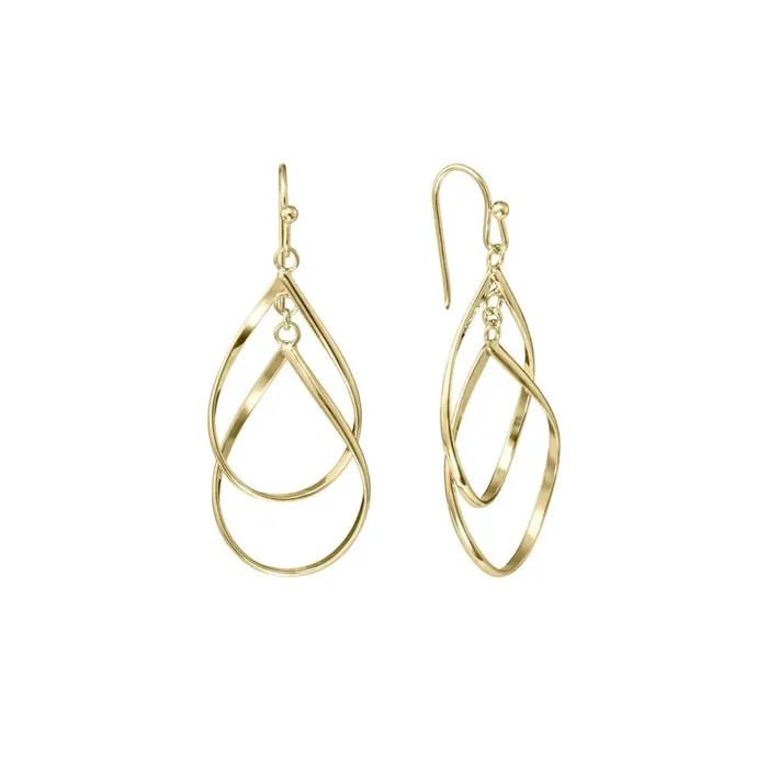 Elements 14K Gold Over Brass Double Teardrop Drop Earrings