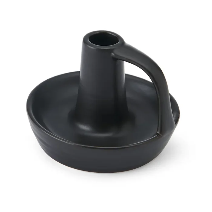 Elements Black Colonial Ceramic Candle Holder 3.5IN