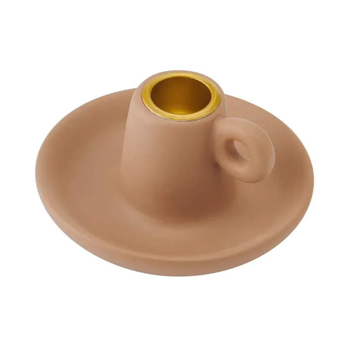 Elements Brown Antique Ceramic Candle Holder 4×2.15IN