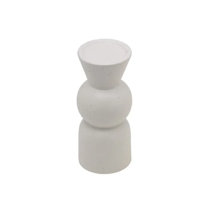 Elements Ceramic Mid Ball Candle Holder White 9IN