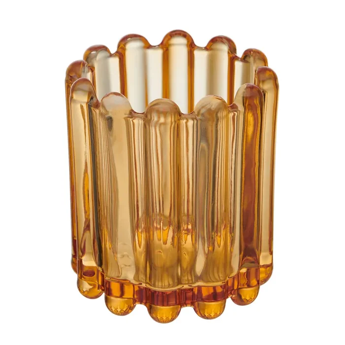 Elements Glass Candle Holder Amber 4.25IN