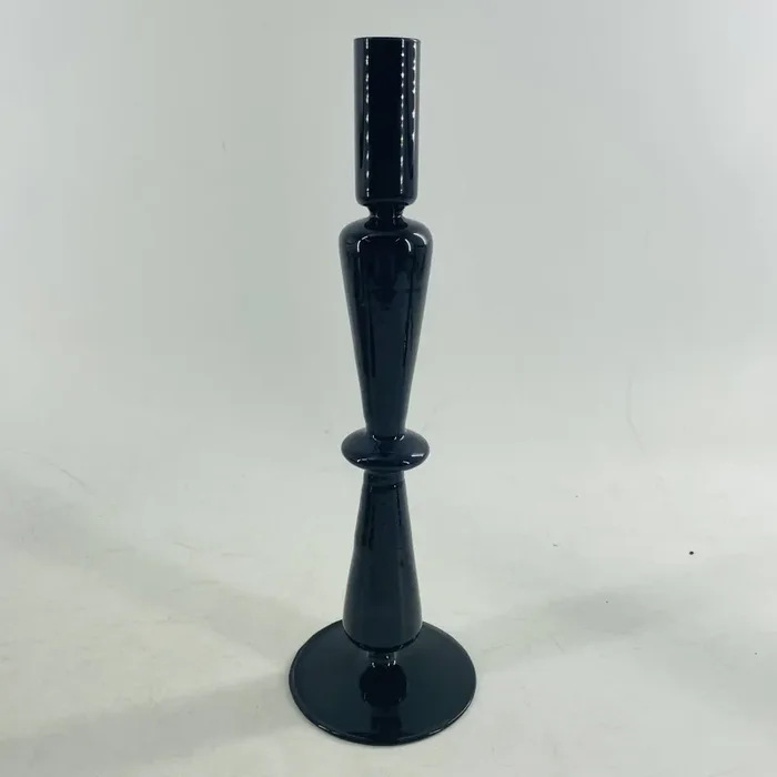 Elements Glass Candle Holder Navy 3.4x12IN