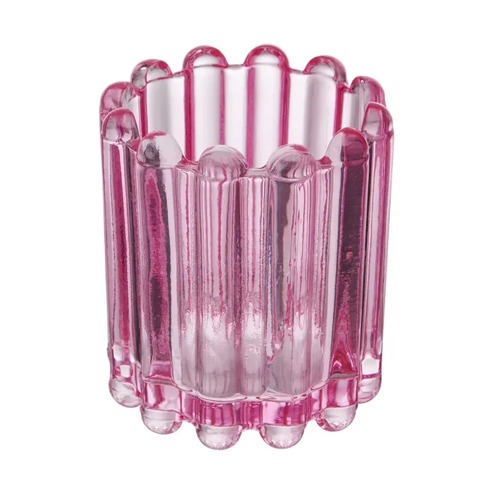 Elements Glass Candle Holder Pink 4.25IN