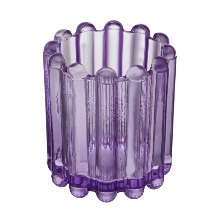 Elements Glass Candle Holder Purple 4.25IN