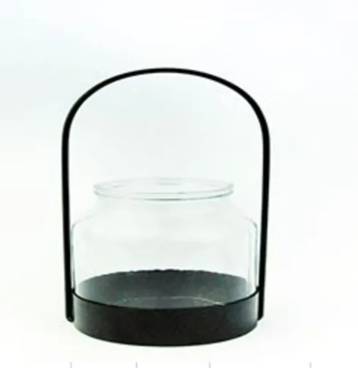 Elements Glass Vase Black Mtl 14in