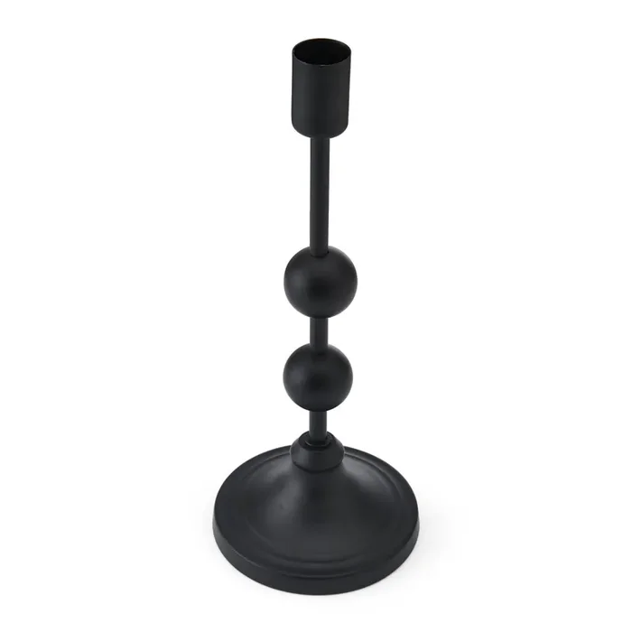 Elements Matte Black Ball Metal Taper Holder 9.5IN
