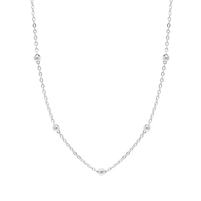 Elements Silver Plated 20 Inch Beaded Station Chain Necklace