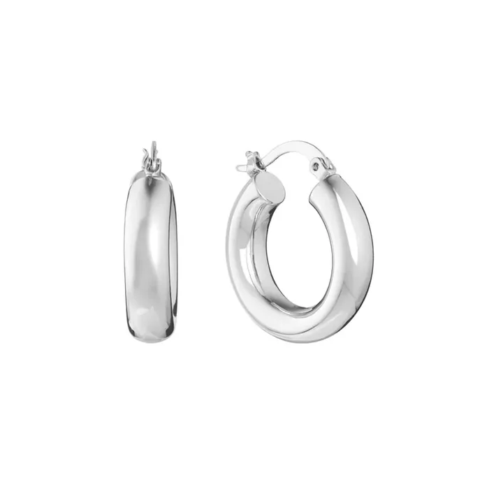 Elements Silver Plated 22mm Round Click-Top Hoop Earings