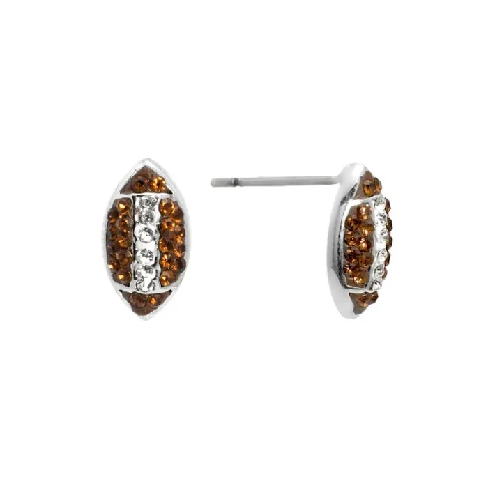 Elements Silver Plated Crystal Football Stud Earrings