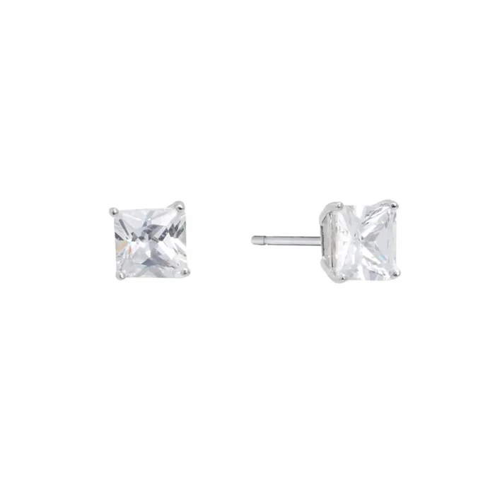 Elements Silver Plated Square Stud Earrings