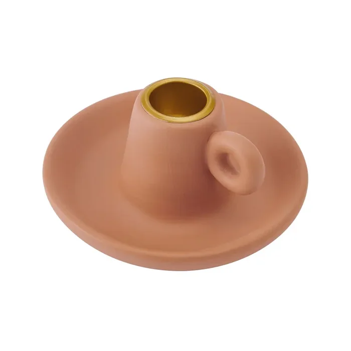 Elements Terracotta Antique Ceramic Candle Holder 4×2.15IN