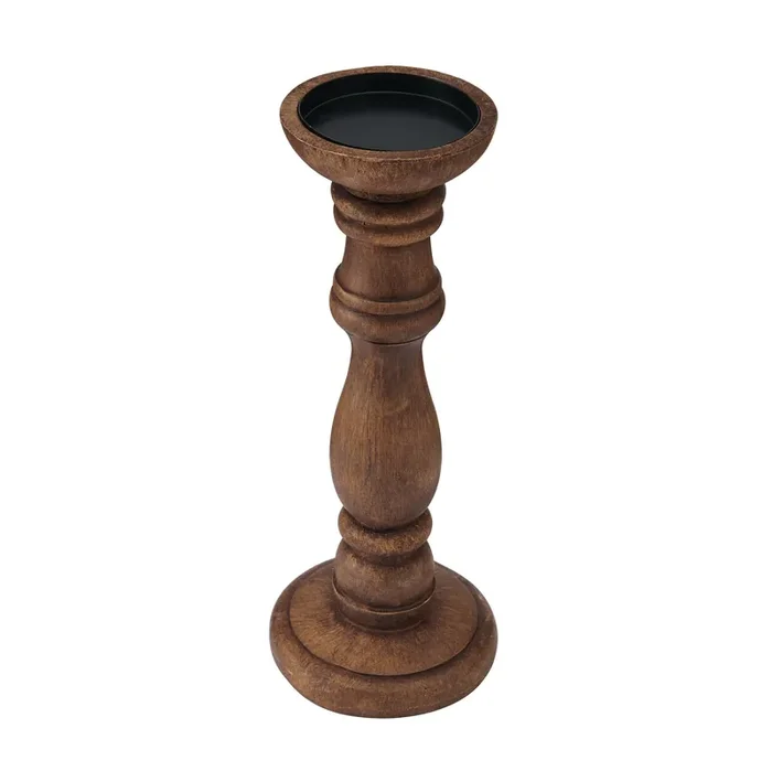 Elements Traditional Resin Candle Holder Brown 5x12IN