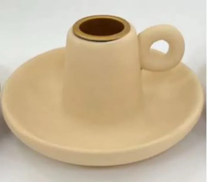 Elements White Antique Ceramic Candle Holder 4×2.15IN