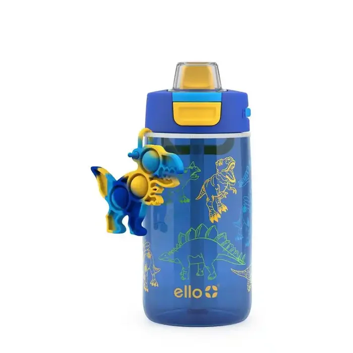 Ello 14oz Plastic Colby Pop! Water Bottle Fidget Accessory Dino Kids Flip-Top Lid Portable Drinkware