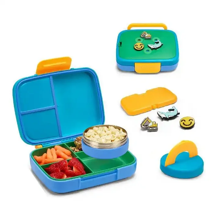 Ello Benni Kids Insulated Bento Lunch Box with Leakproof Thermos, 4 Compartments, Hot/Cold Compatible – Green Food Storage