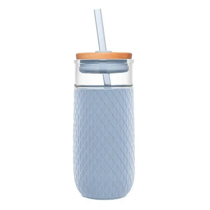 Ello Devon 18oz Glass Tumbler with Lid – Blue