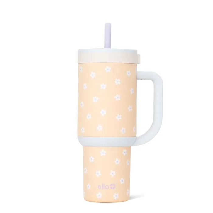 Ello Oasis 24oz Stainless Steel Tumbler Orange Daises