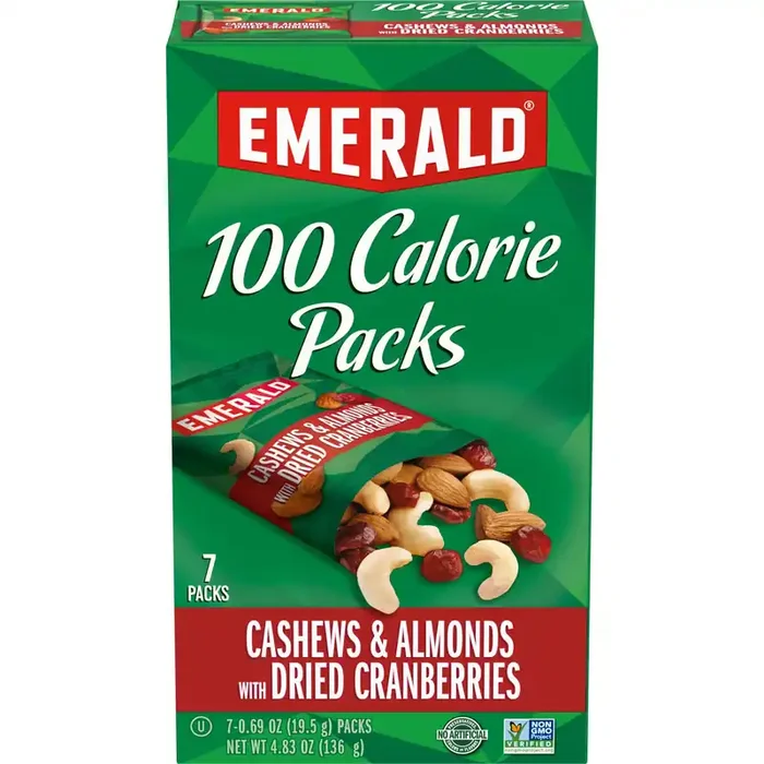 Emerald Nuts Cashews & Almonds with Dried Cranberries, 100 Calorie Packs, 7 Ct