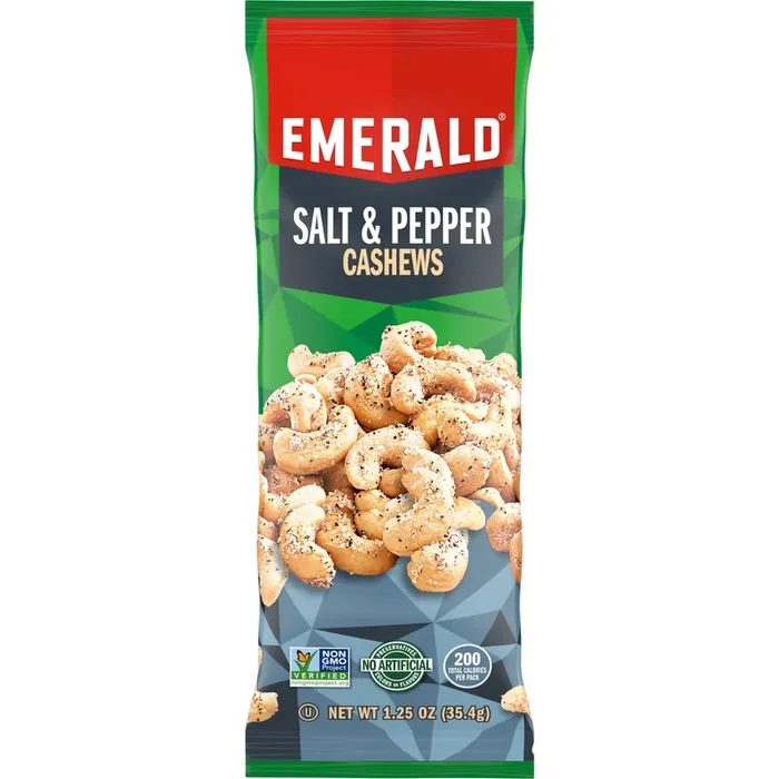Emerald Nuts Salt and Pepper Cashews, Single-Serve 1.25 Oz