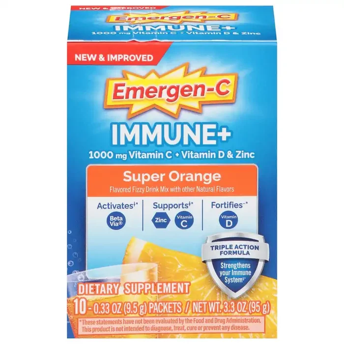 Emergen-C Immune+ 1000 mg Super Orange Fizzy Drink Mix 10 – 0.31 oz Packets