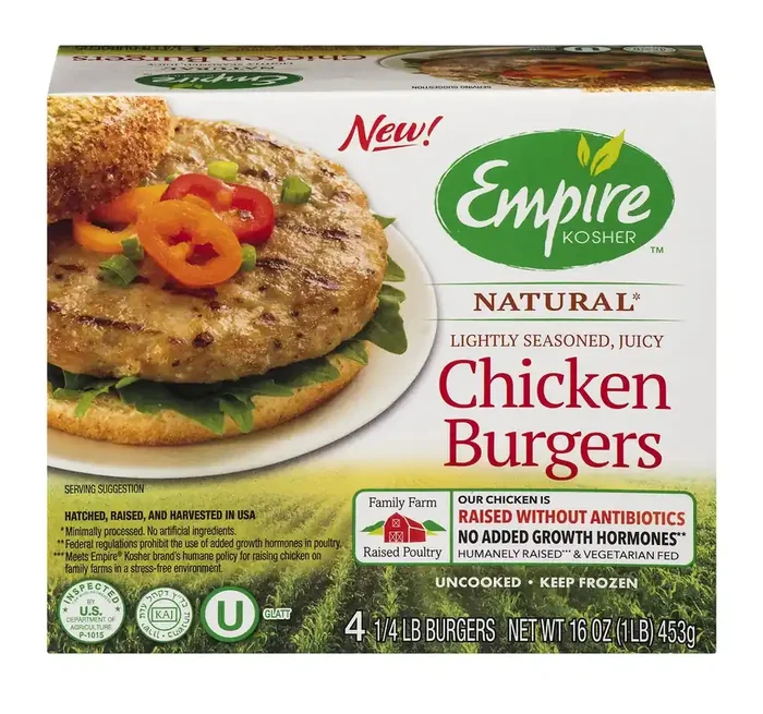 Empire Kosher Lightly Seasoned Chicken Burgers