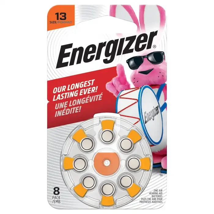 Energizer Hearing Aid Batteries Size 13, Orange Tab, 8 Pack