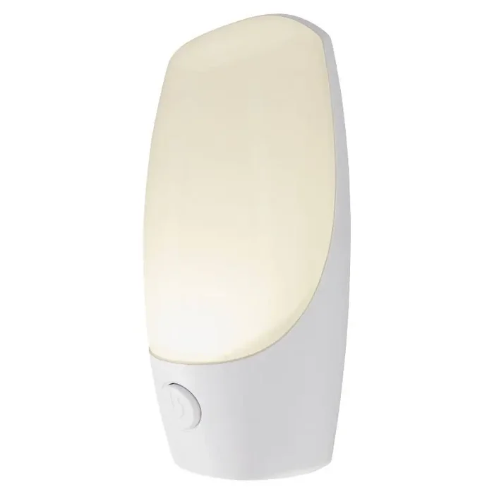 Energizer Manual LED Nightlight Plug-In Wall Light with On/Off Switch, ETL Listed, 30,000 Hour Bulb Life, White